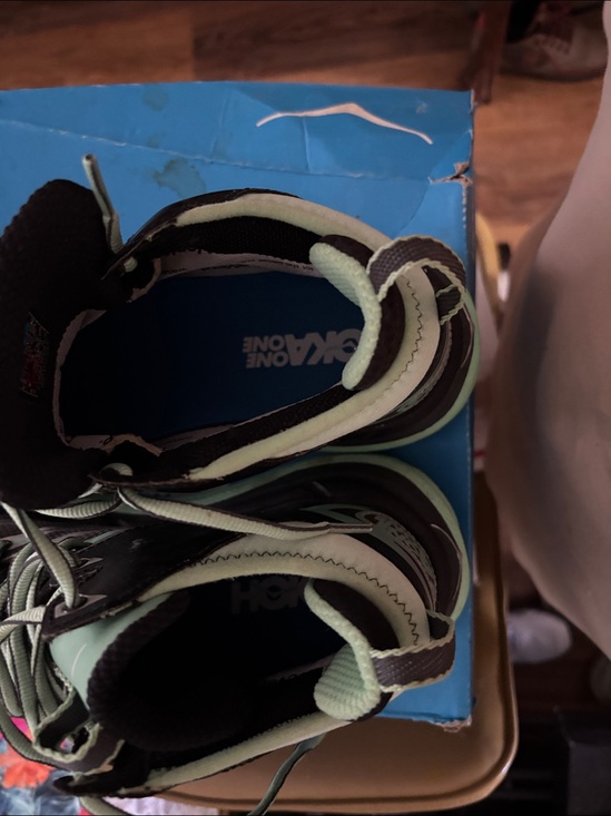 Hoka High-Top Trail Sneakers in Mint Green and Black